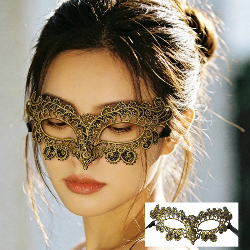 Gold Foil Hollow Lace Eye Mask-0518