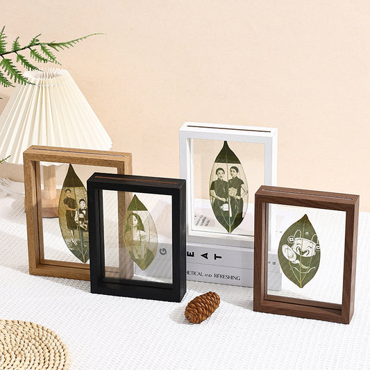 Double-Sided Glass Photo Frame — Solid Wood