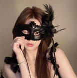 US-Black One-sided Feather Masquerade Mask-0219