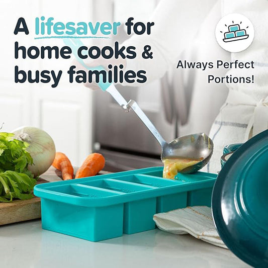 Silicone Freezer Molds With Lids - Easy Meal Prep Container and Kitchen Storage Solution