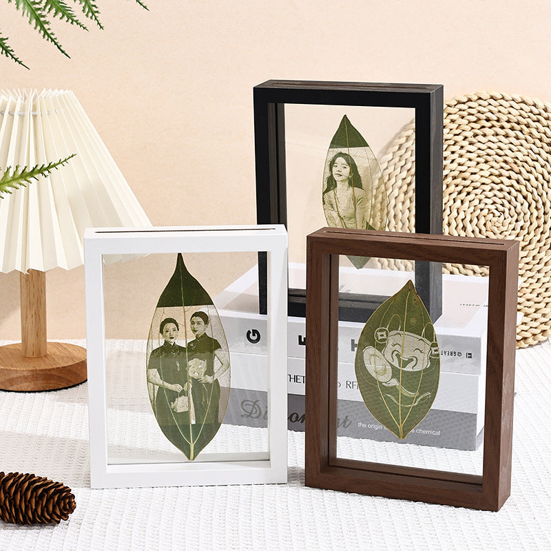 Double-Sided Glass Photo Frame — Solid Wood