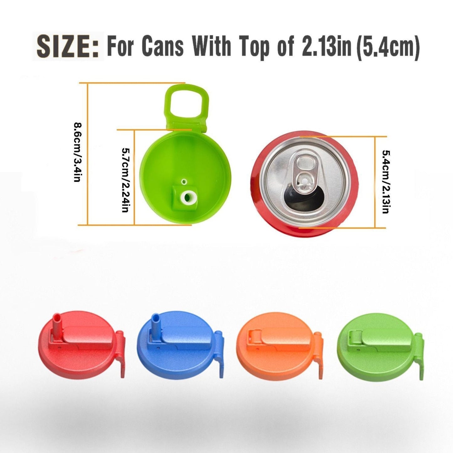 4-pack 4 Color Soda Can Lids with straw (Colour mixture)