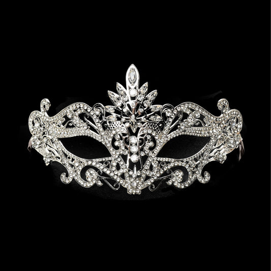 Rhinestone Bridal Tiara Mask-0615