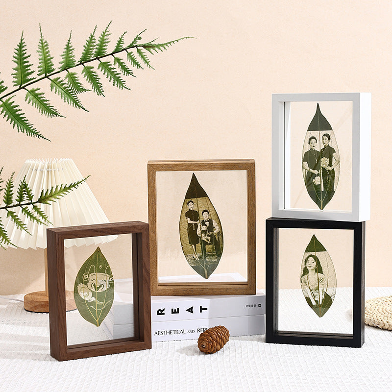 Double-Sided Glass Photo Frame — Solid Wood