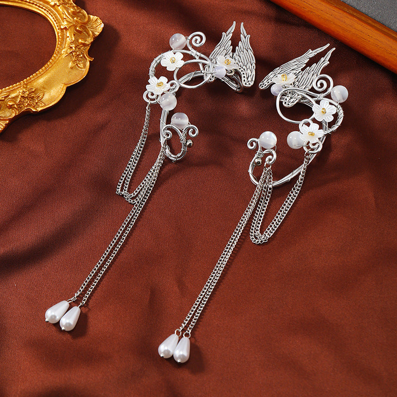 Fairy Angel Wing Tassel Clip-on Earrings-0611