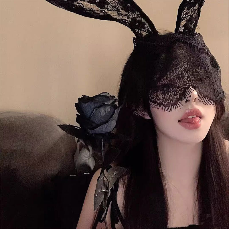 US-Lace Rabbit Ears Veil Headband-0414