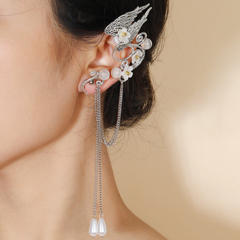 Fairy Angel Wing Tassel Clip-on Earrings-0611