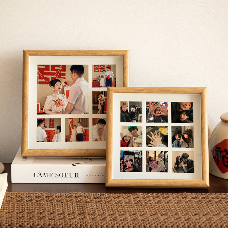 Multi-Grid Wood Photo Frame (23×23 cm)