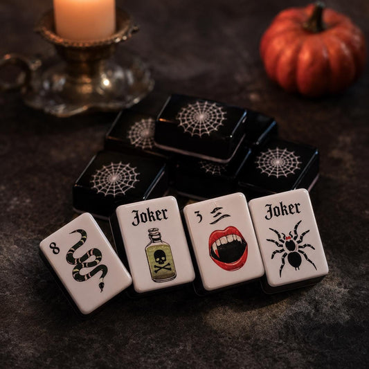 American Mahjong Tiles — Halloween Edition, Black & White (160 pcs)